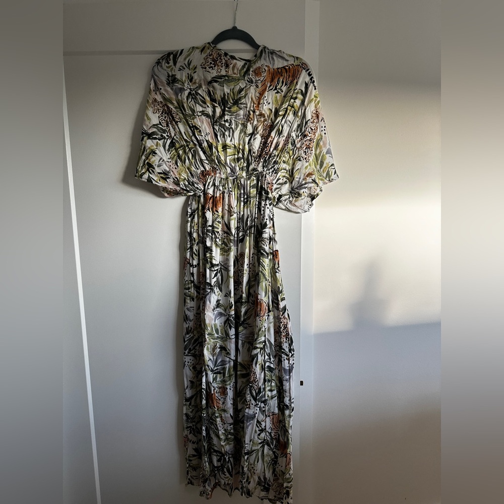 World Market Kraftan Dress Maxi Dress Jungle Tiger Print S/M